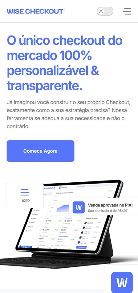 Landing page Wise com design de alta conversão para SaaS